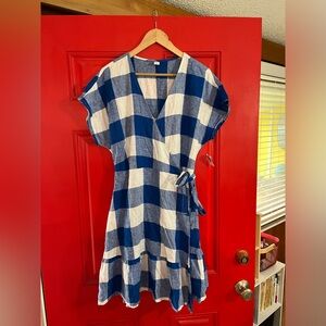 Old Navy NWT blue gingham plaid dress size L